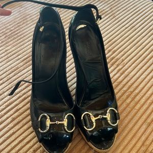 Women's leather platform espadrille